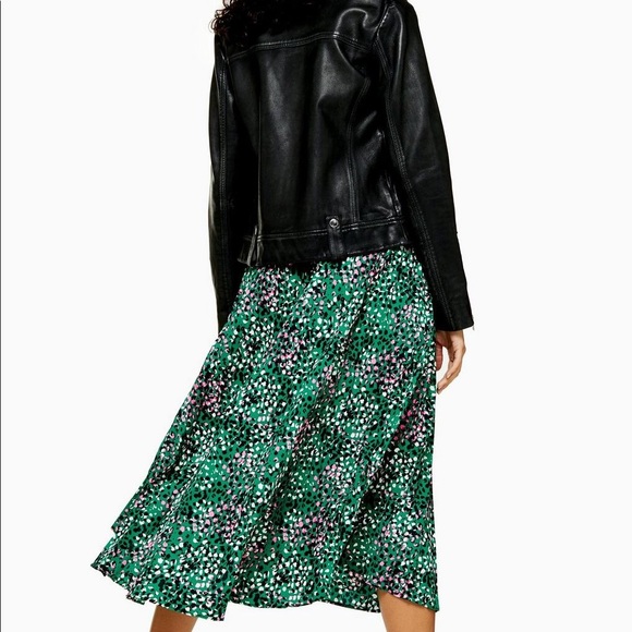 NWT Topshop Painted Spot Pleated Midi Skirt US 4 - Picture 2 of 6